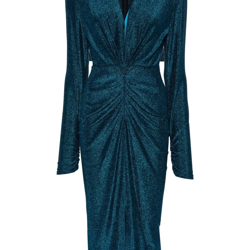 Diane Von Furstenberg Shimmering Blue Long Sleeve Dress